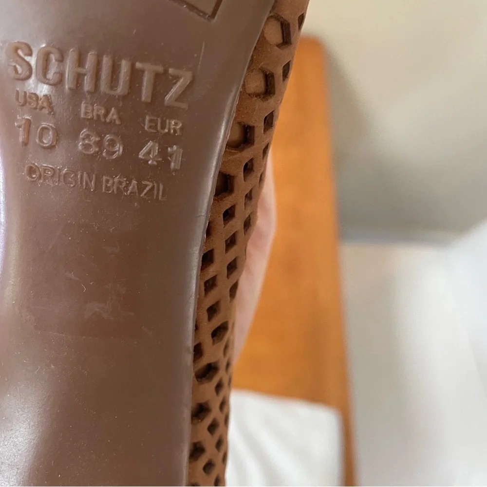 SCHUTZ Tan Brown Neutral Perforated Heels - Picture 5 of 9